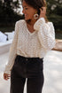 Textured Floral Lace V Neck Ruffle Sleeve Blouse