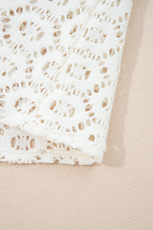 Textured Floral Lace V Neck Ruffle Sleeve Blouse