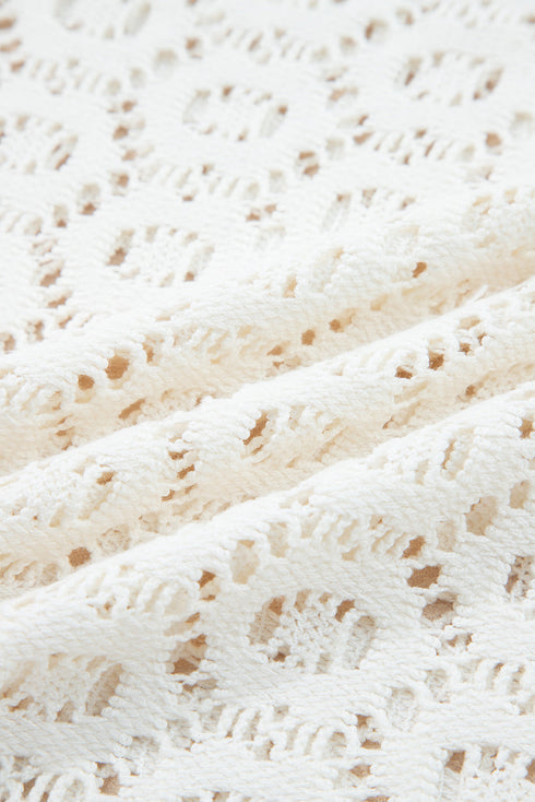 Textured Floral Lace V Neck Ruffle Sleeve Blouse