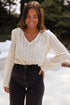 Textured Floral Lace V Neck Ruffle Sleeve Blouse