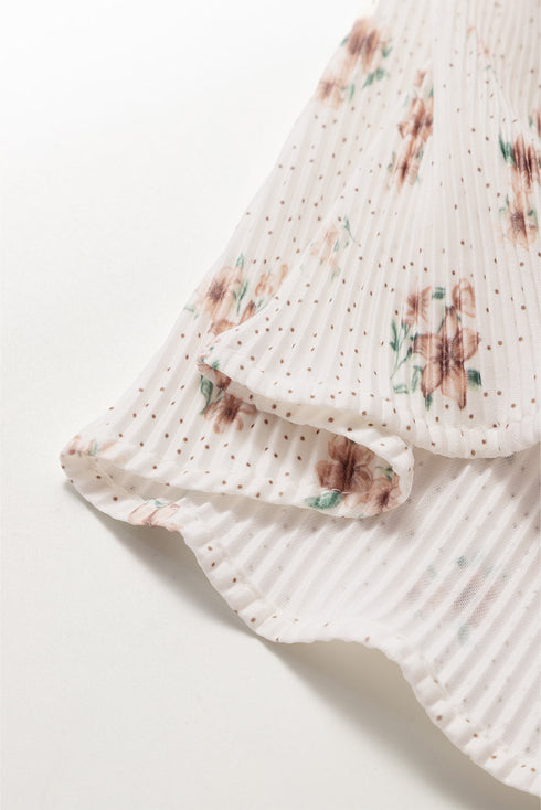 Textured Floral Print Bow Back Camisole Top