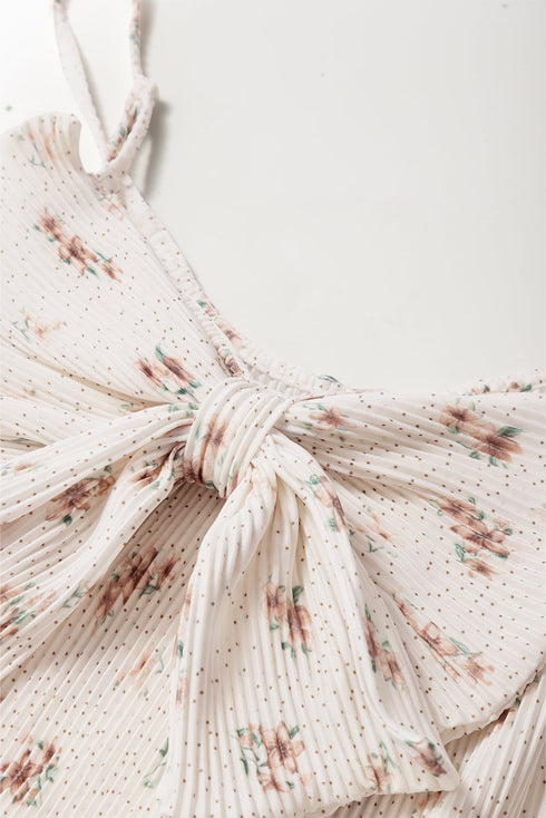 Textured Floral Print Bow Back Camisole Top