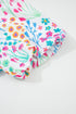 Textured Floral Print Bubble Sleeve Round Neck Blouse