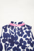 Textured Floral Print Sleeveless Notched V Neck Mini Dress