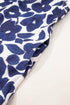 Textured Floral Print Sleeveless Notched V Neck Mini Dress