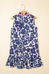 Textured Floral Print Sleeveless Notched V Neck Mini Dress