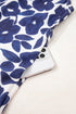 Textured Floral Print Sleeveless Notched V Neck Mini Dress