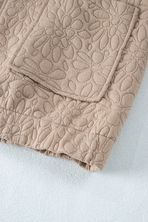 Textured Floral Quilted Woven Stretch Outerwear Jacket