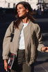 Textured Floral Quilted Woven Stretch Outerwear Jacket