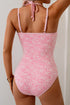 Textured Floral Scoop Neck Double Strap Bodysuit