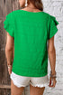 Textured Flutter Sleeve Crew Neck Elegant Top