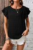 Textured Flutter Sleeve Crew Neck Elegant Top