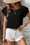 Textured Flutter Sleeve Crew Neck Elegant Top