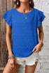 Textured Flutter Sleeve Crew Neck Elegant Top