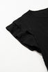 Textured Flutter Sleeve Crew Neck Elegant Top