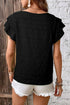 Textured Flutter Sleeve Crew Neck Elegant Top