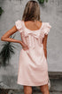 Textured Flutter Sleeve Square Neck Bow Back Mini Dress