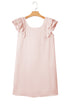 Textured Flutter Sleeve Square Neck Bow Back Mini Dress
