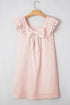 Textured Flutter Sleeve Square Neck Bow Back Mini Dress