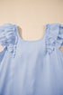 Textured Flutter Sleeve Square Neck Bow Back Mini Dress
