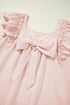 Textured Flutter Sleeve Square Neck Bow Back Mini Dress