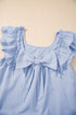 Textured Flutter Sleeve Square Neck Bow Back Mini Dress