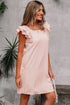 Textured Flutter Sleeve Square Neck Bow Back Mini Dress
