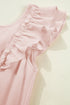 Textured Flutter Sleeve Square Neck Bow Back Mini Dress