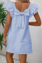Textured Flutter Sleeve Square Neck Bow Back Mini Dress