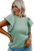 Textured Flutter Sleeve V Neck Relaxed Fit Blouse