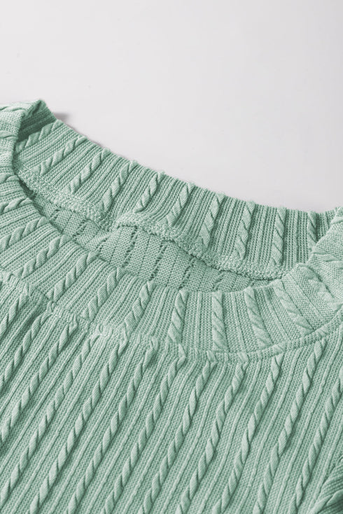 Textured Flutter Sleeve V Neck Relaxed Fit Blouse