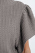 Textured Flutter Sleeve V Neck Relaxed Fit Blouse