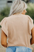Textured Flutter Sleeve V Neck Relaxed Fit Blouse