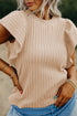 Textured Flutter Sleeve V Neck Relaxed Fit Blouse