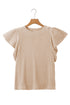 Textured Flutter Sleeve V Neck Relaxed Fit Blouse