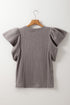Textured Flutter Sleeve V Neck Relaxed Fit Blouse