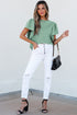 Textured Flutter Sleeve V Neck Relaxed Fit Blouse