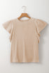 Textured Flutter Sleeve V Neck Relaxed Fit Blouse