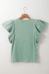 Textured Flutter Sleeve V Neck Relaxed Fit Blouse