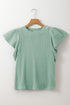 Textured Flutter Sleeve V Neck Relaxed Fit Blouse
