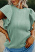 Textured Flutter Sleeve V Neck Relaxed Fit Blouse