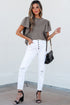 Textured Flutter Sleeve V Neck Relaxed Fit Blouse