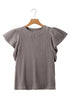 Textured Flutter Sleeve V Neck Relaxed Fit Blouse