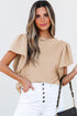 Textured Flutter Sleeve V Neck Relaxed Fit Blouse