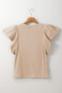 Textured Flutter Sleeve V Neck Relaxed Fit Blouse