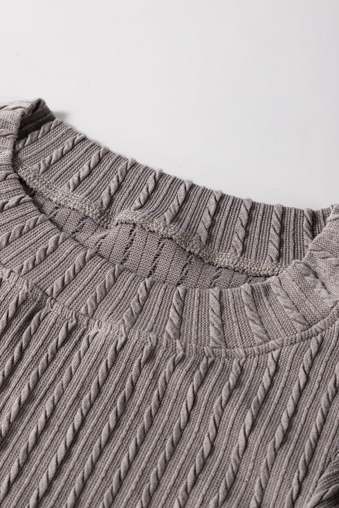Textured Flutter Sleeve V Neck Relaxed Fit Blouse