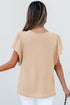 Textured Flutter Sleeve V Neck Relaxed Fit Blouse