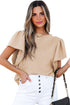 Textured Flutter Sleeve V Neck Relaxed Fit Blouse
