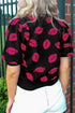 Textured Football Graphic Short Sleeve Crewneck Sweater
