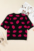 Textured Football Graphic Short Sleeve Crewneck Sweater